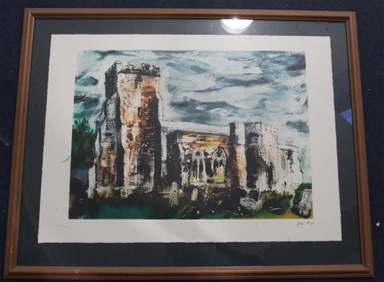 John Piper (1903-1992) Ivychurch, Romney Marsh 21.5 x 29.75in.